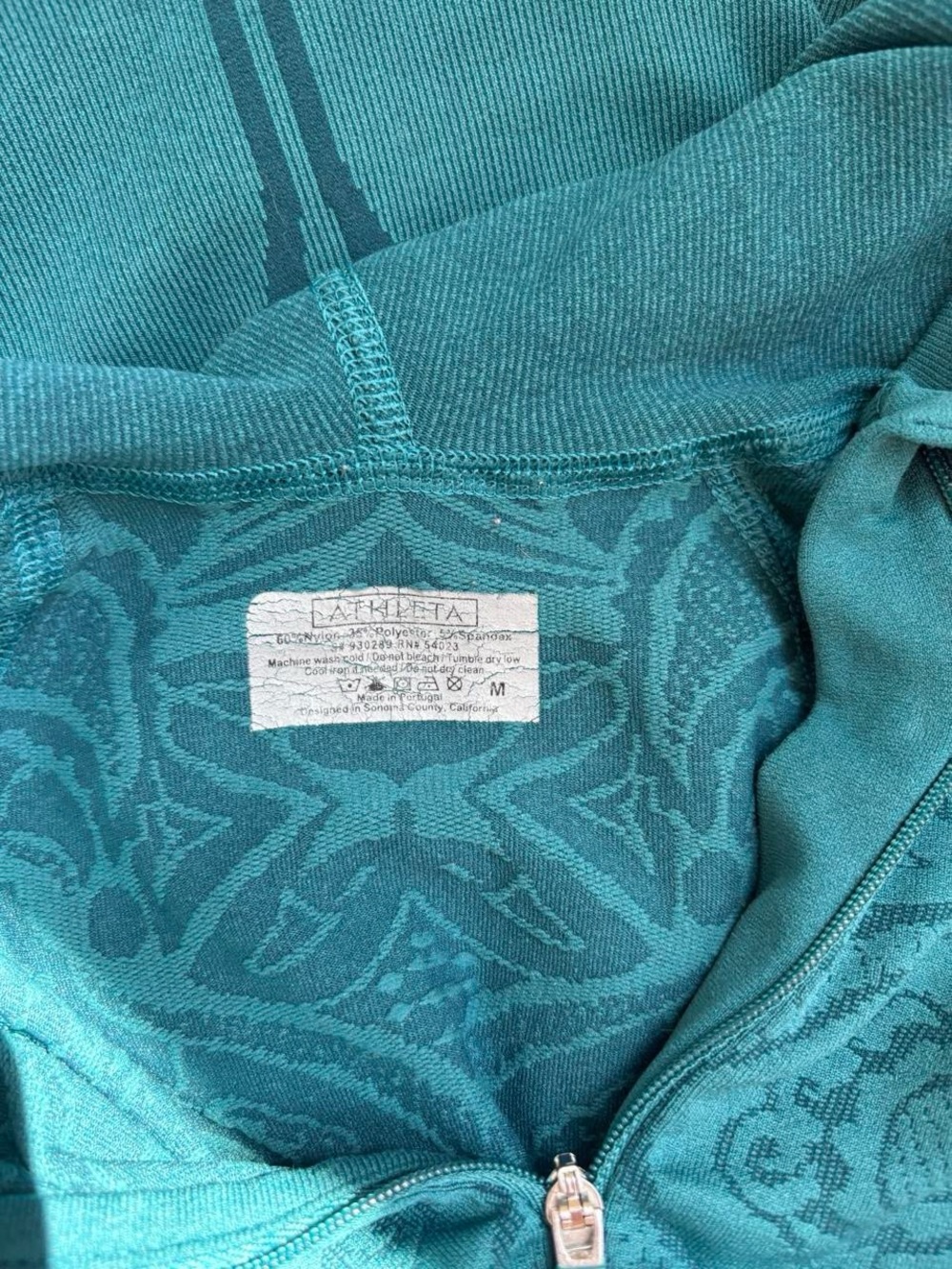 Athleta Teal Half-Zip Hooded Long-Sleeve Top - Picture 6 of 6